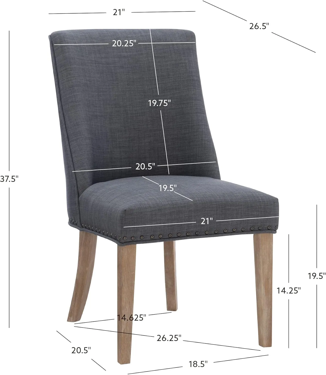 Powell Company Set of 2 Upholstery by Powell Parnell Dining Chair, Grey/Natural