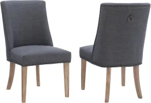 Powell Company Set of 2 Upholstery by Powell Parnell Dining Chair, Grey/Natural
