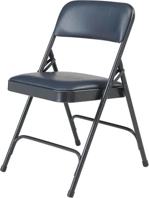 Premium Padded Portable Folding Chairs by National Public Seating – 1200 Series Upholstered, Heavy-Duty Foldable Chairs for Indoor & Outdoor Use – Set of 4, Comfortable & Durable, Dark Midnight Blue