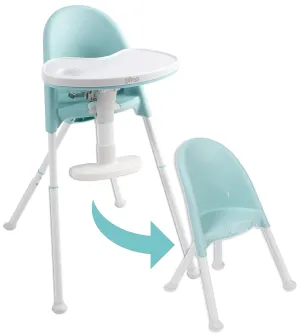 Primo Cozy Tot Deluxe Convertible Folding High Chair - Portable Foldable Baby Chair/Toddlers Highchair - Travel Friendly, Removable EZ Clean Tray, Teal/White, 22"x21"x33.5"