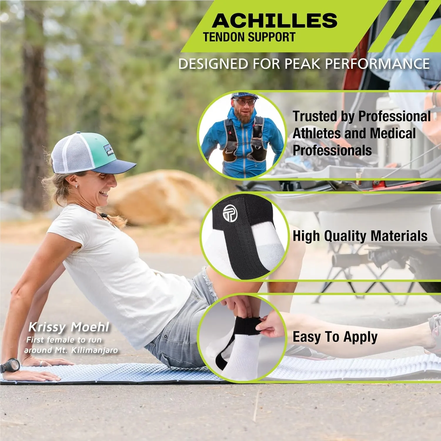 Pro-Tec Athletics Premium Achilles Tendon Support, Helps with Achilles Tendonitis Relief, Compression Pad for Achilles Stabilization, Adjustable Strap, Heel Lift reduces strain, For Men and Women