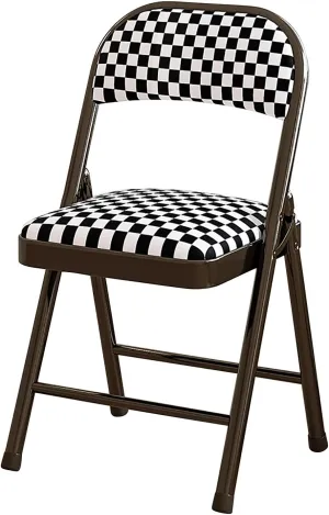 PU Leather and Sturdy Metal Frame, Capacity 550 lbs, Padded Folding Chairs 2 Pack, Easy to Use and Store, Outdoor and Indoor, for Home, Office, Party(Black Plaid)