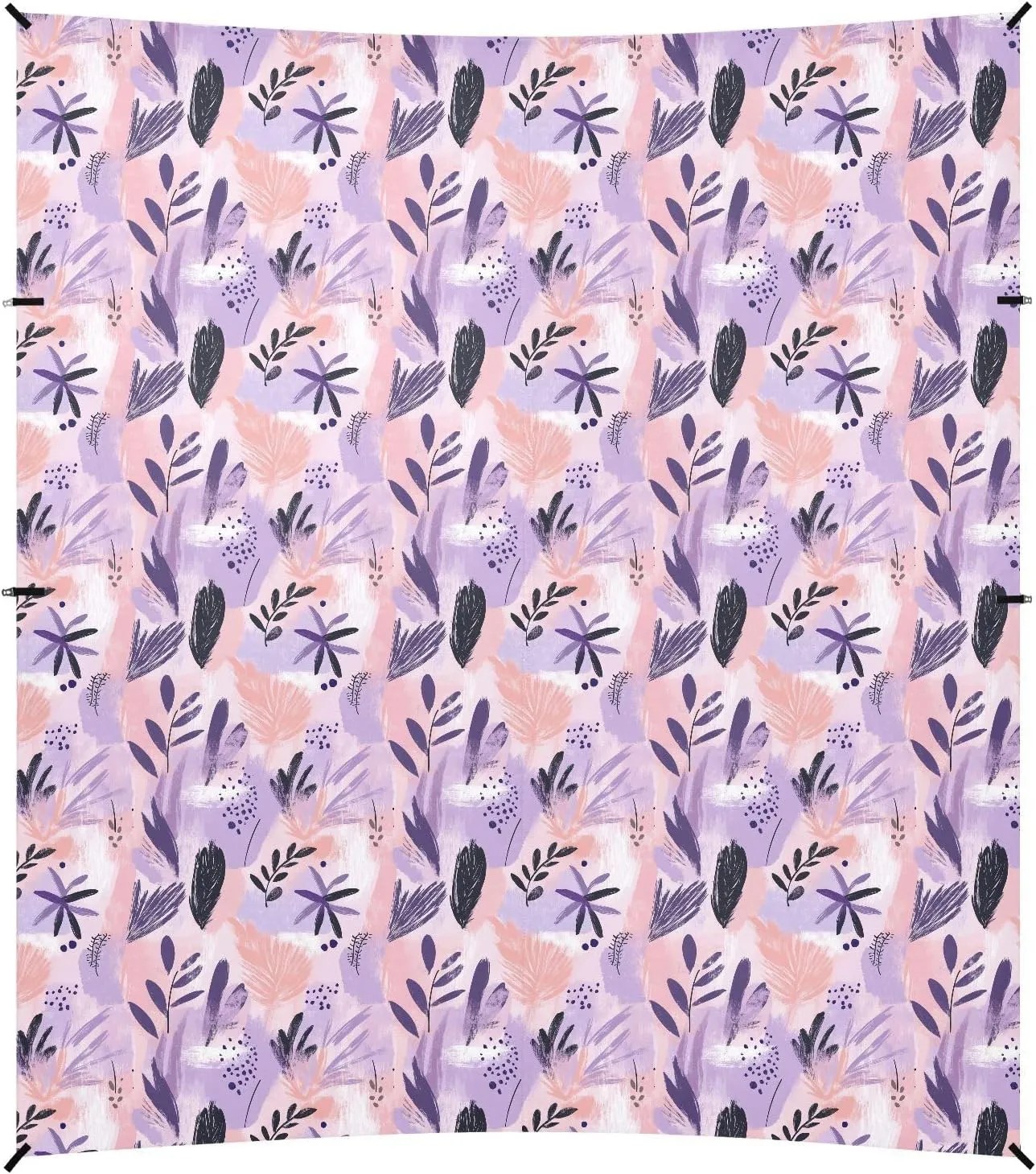 Purple Art Leaves Flowers Stable Beach Tent UPF50 Easy Setup Sun Shelter with Carrying Bag for Backyard and Camping