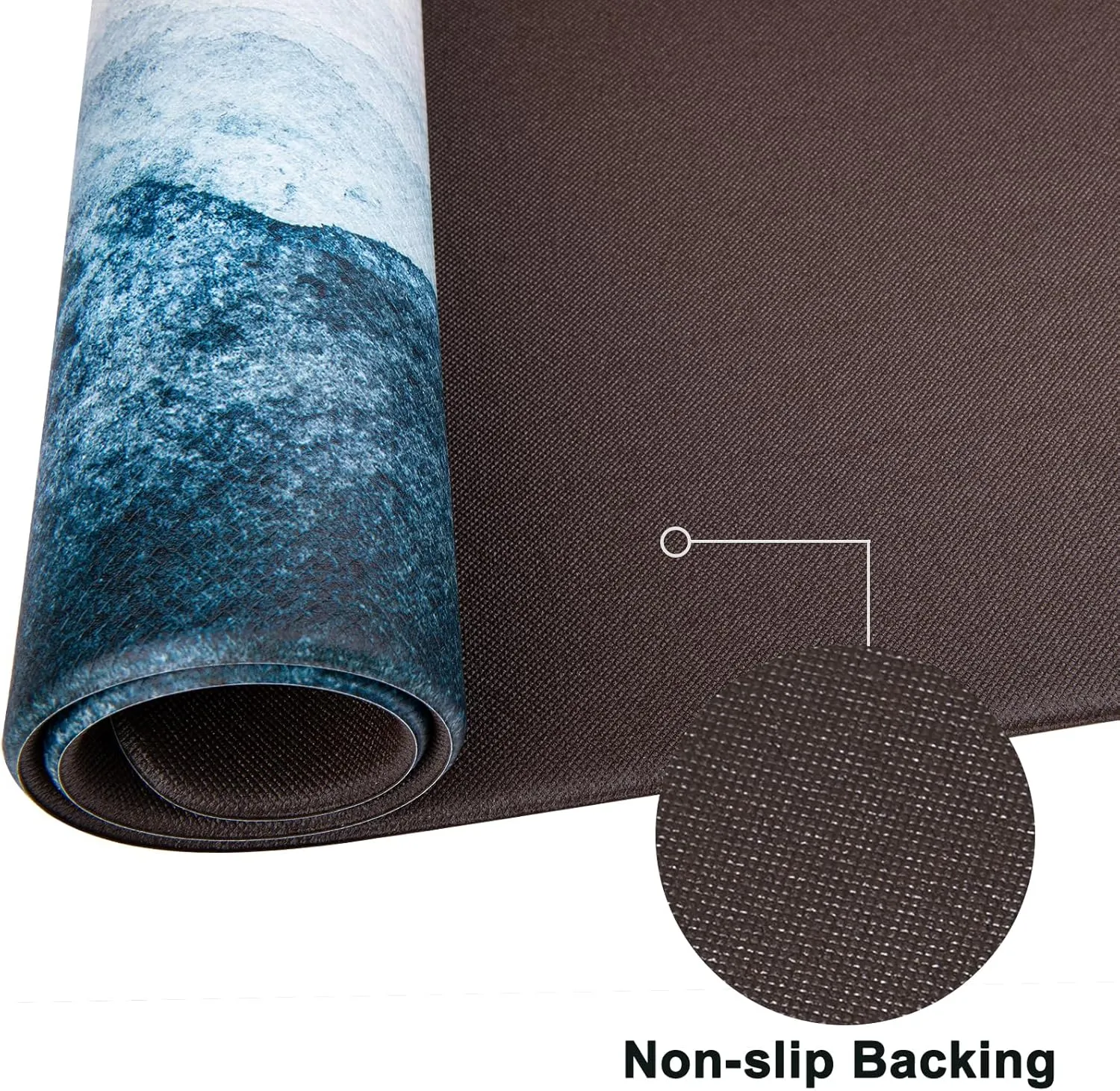 QIYI Floor Comfort Mat 1 Piece Kitchen Rug PVC Leather Waterproof Oil Proof Non Skid Laundry Ergonomic Standing Mat Anti Fatigue Foam Padded Area Doormat 17" W x 29" L - Blue White Watercolor Mountain