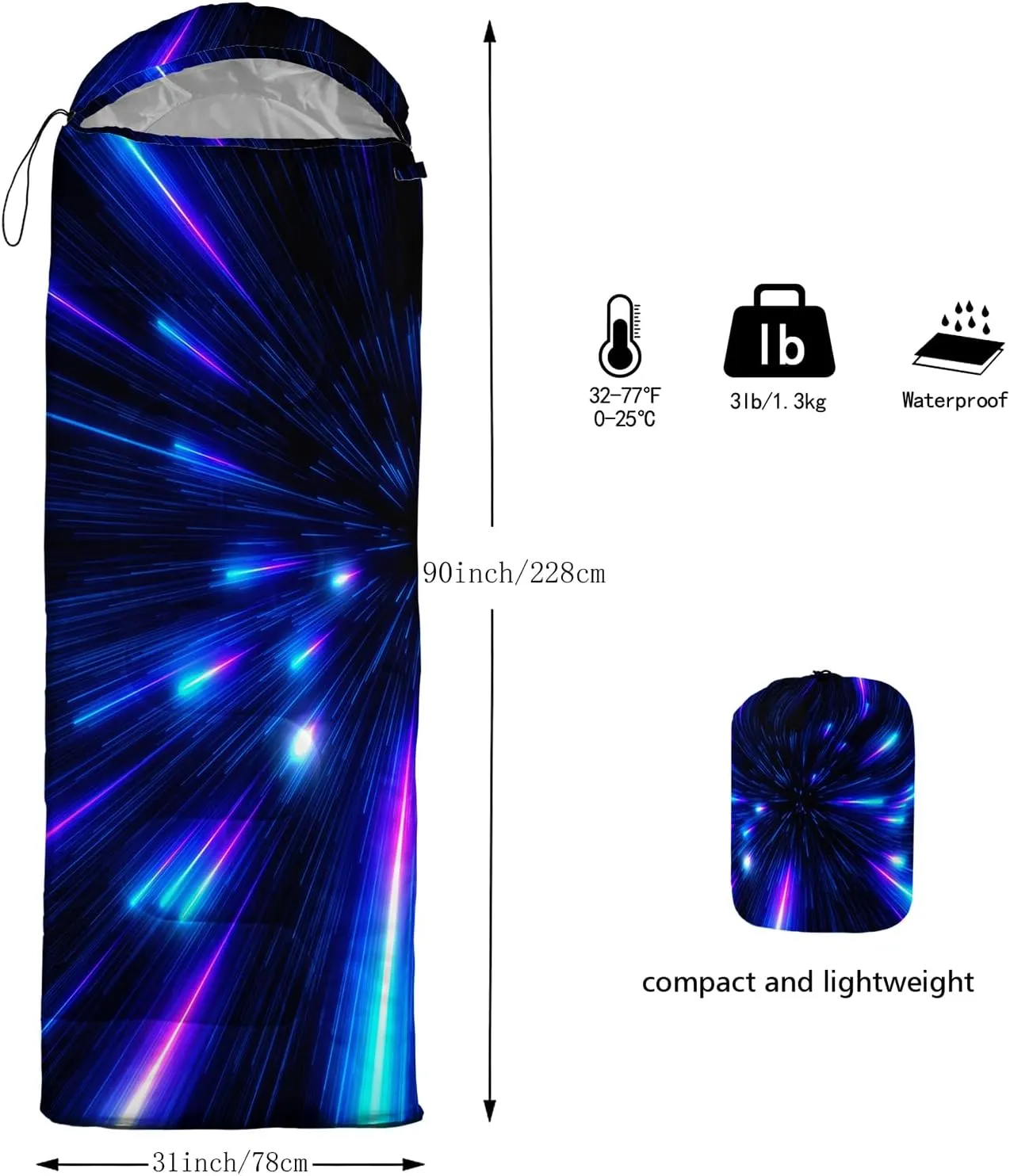 QOOMO Camping Sleeping Bags,3 Season Warm & Cool Weather,Lightweight,Waterproof Sleeping Bags for Adults & Kids,Traveling,and Outdoors,Camping Gear Equipment