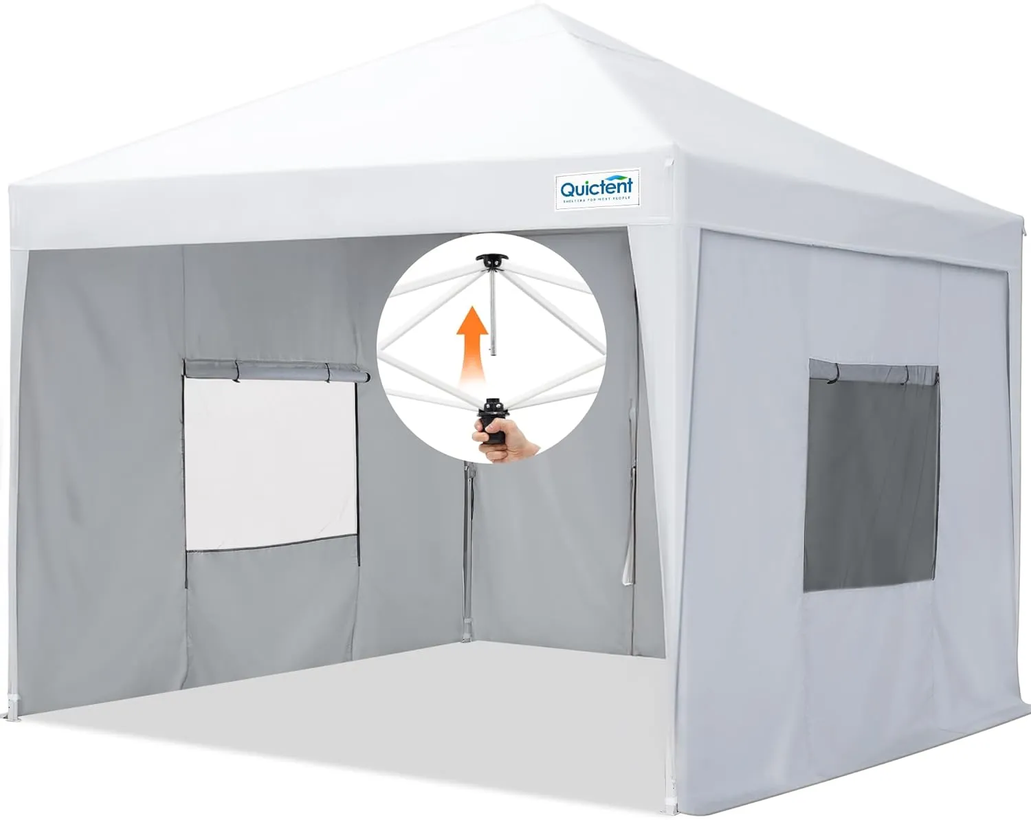 Quictent Easy Pop up Canopy Tent 10'x10' with 4 Detachable Window Sidewalls, One Person Setup, Waterproof Outdoor Portable Vendor Event Tent Shelter Enclosed, Wheeled Bag Included
