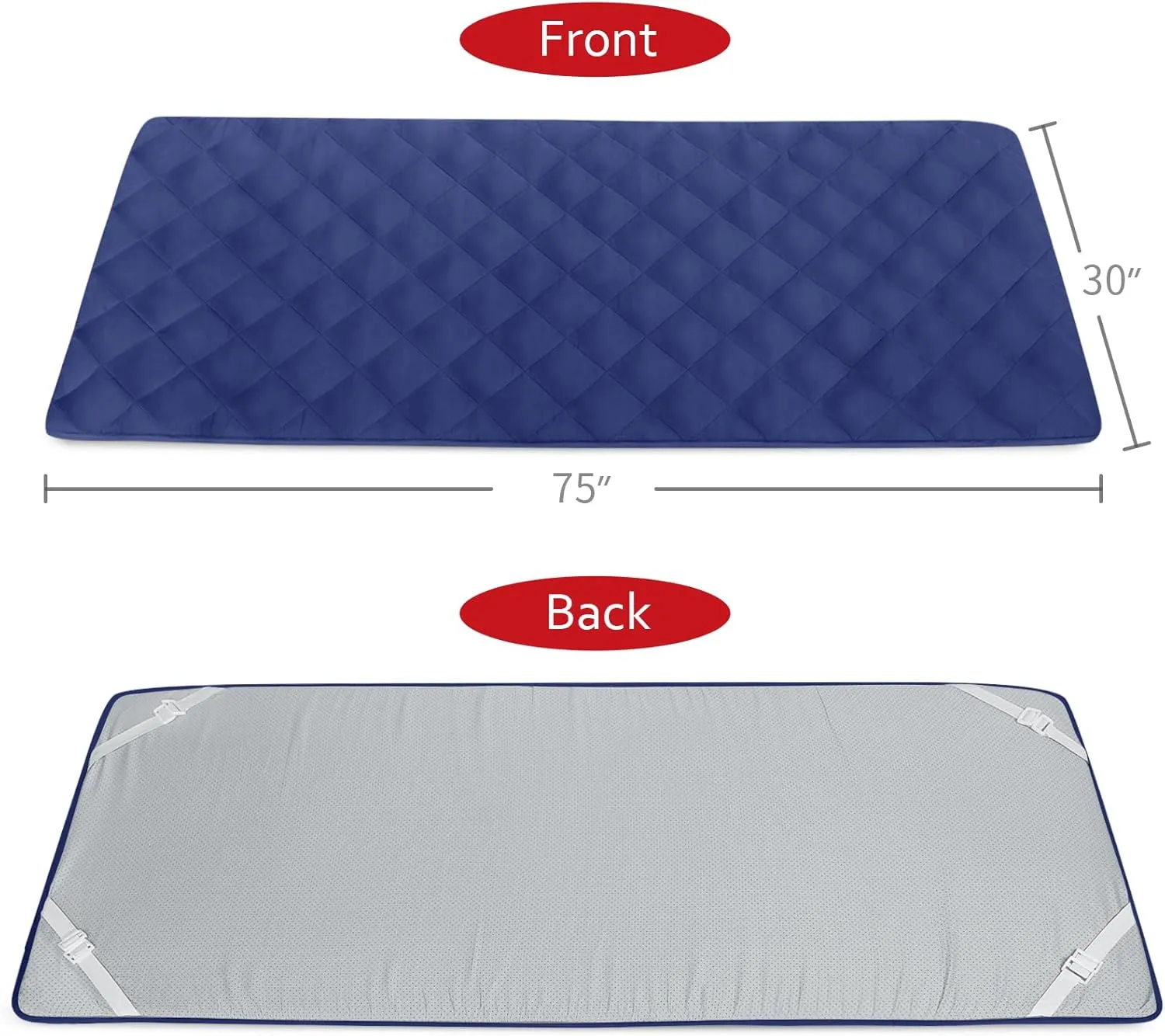 Quilted Foam Mattress Topper Pad, Non-Slip Super Soft Comfortable 75"x30", Cool Sleeping Pad for Camp Cot/RV Bunk/Narrow Twin Beds