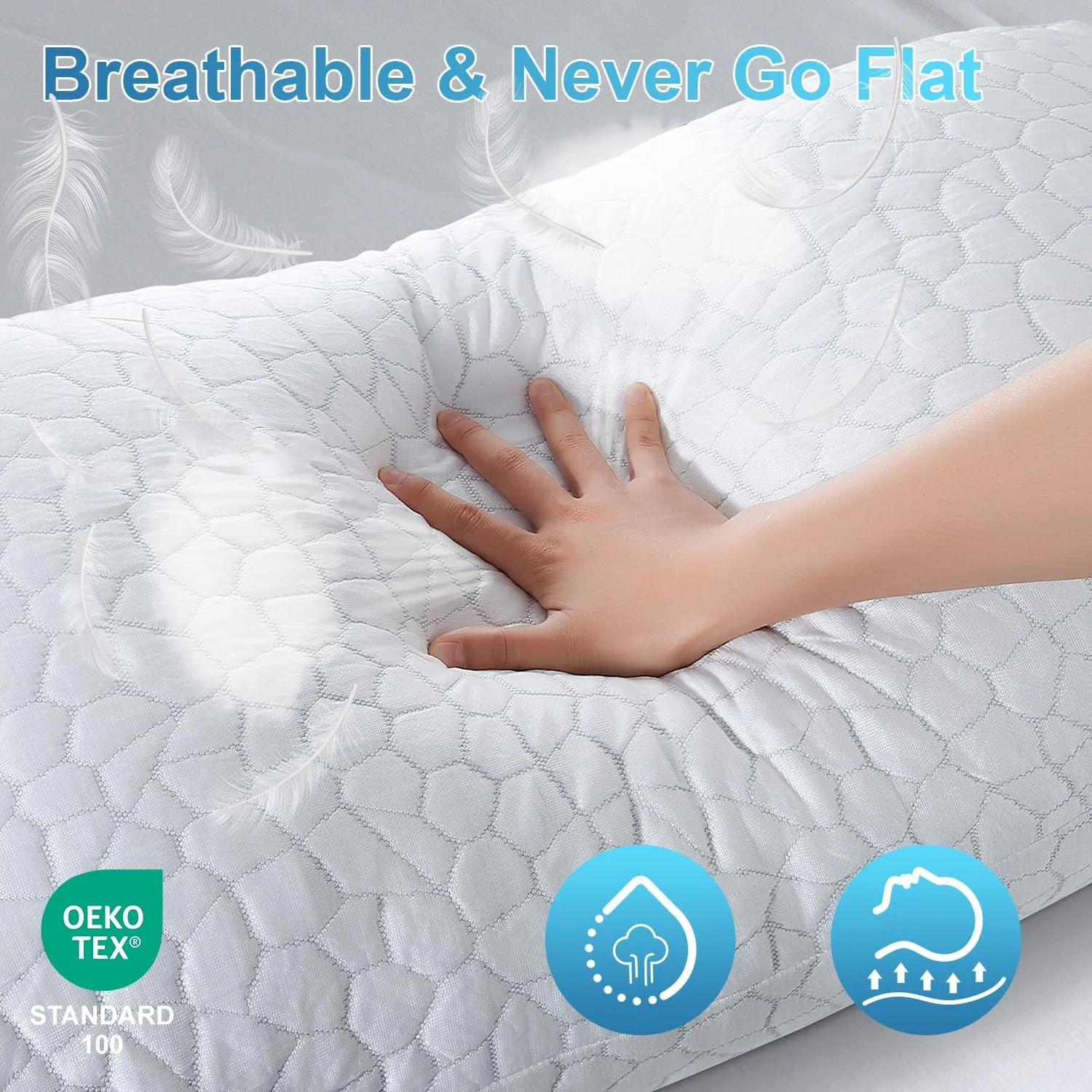 QUTOOL Cooling Bed Pillows for Sleeping Shredded Memory Foam Pillows Adjustable Gel Pillows for Side Stomach Back Sleepers Washable Removable Cover Standard Size Pack of 1, Gifts for Father