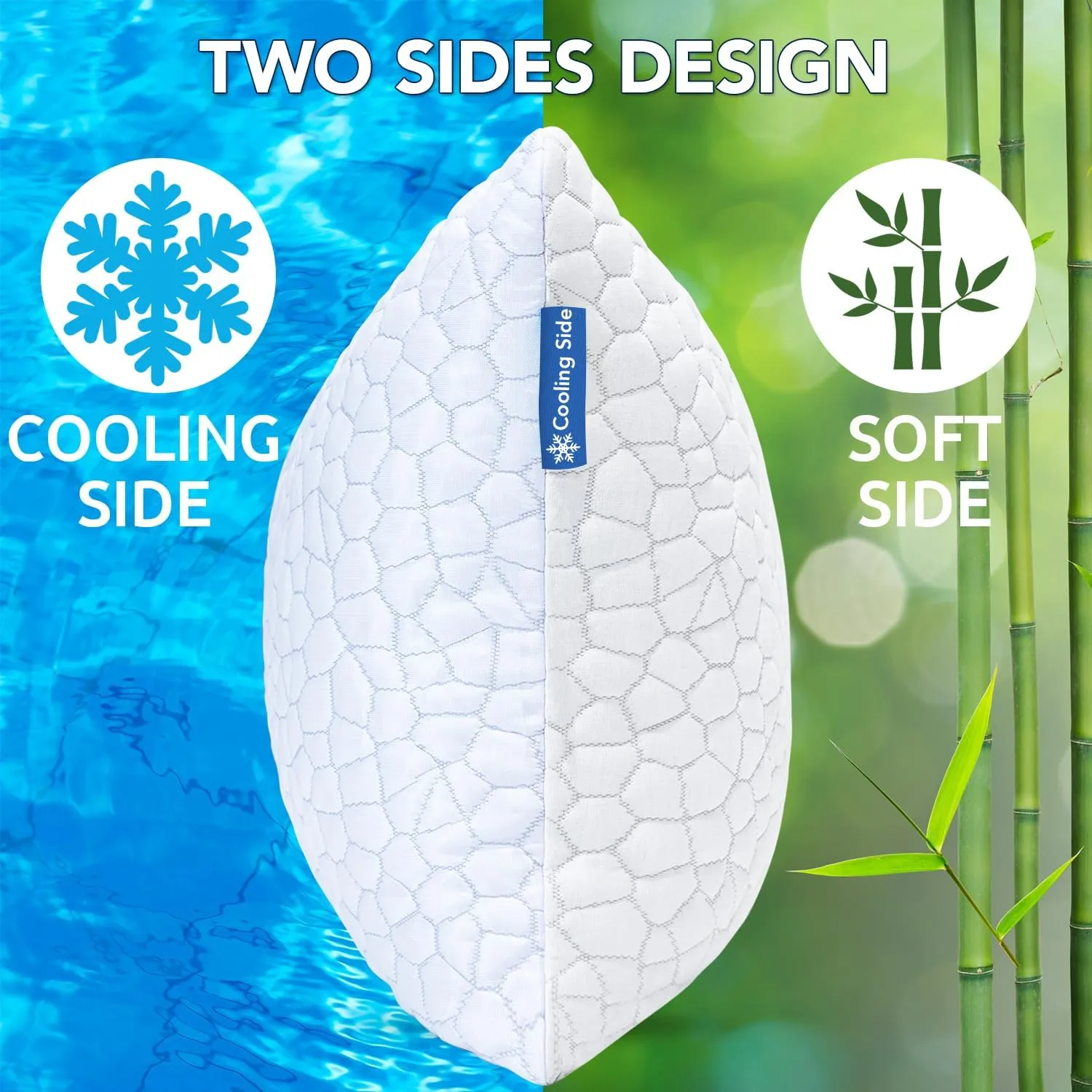 QUTOOL Cooling Bed Pillows for Sleeping Shredded Memory Foam Pillows Adjustable Gel Pillows for Side Stomach Back Sleepers Washable Removable Cover Standard Size Pack of 1, Gifts for Father