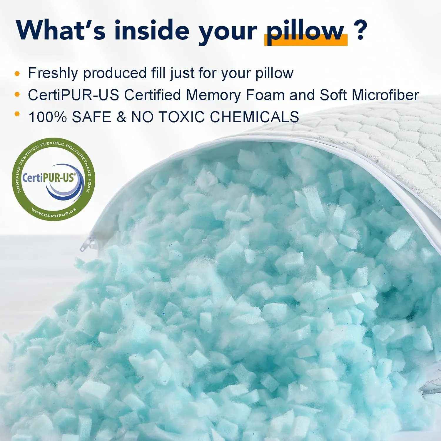 QUTOOL Cooling Bed Pillows for Sleeping Shredded Memory Foam Pillows Adjustable Gel Pillows for Side Stomach Back Sleepers Washable Removable Cover Standard Size Pack of 1, Gifts for Father