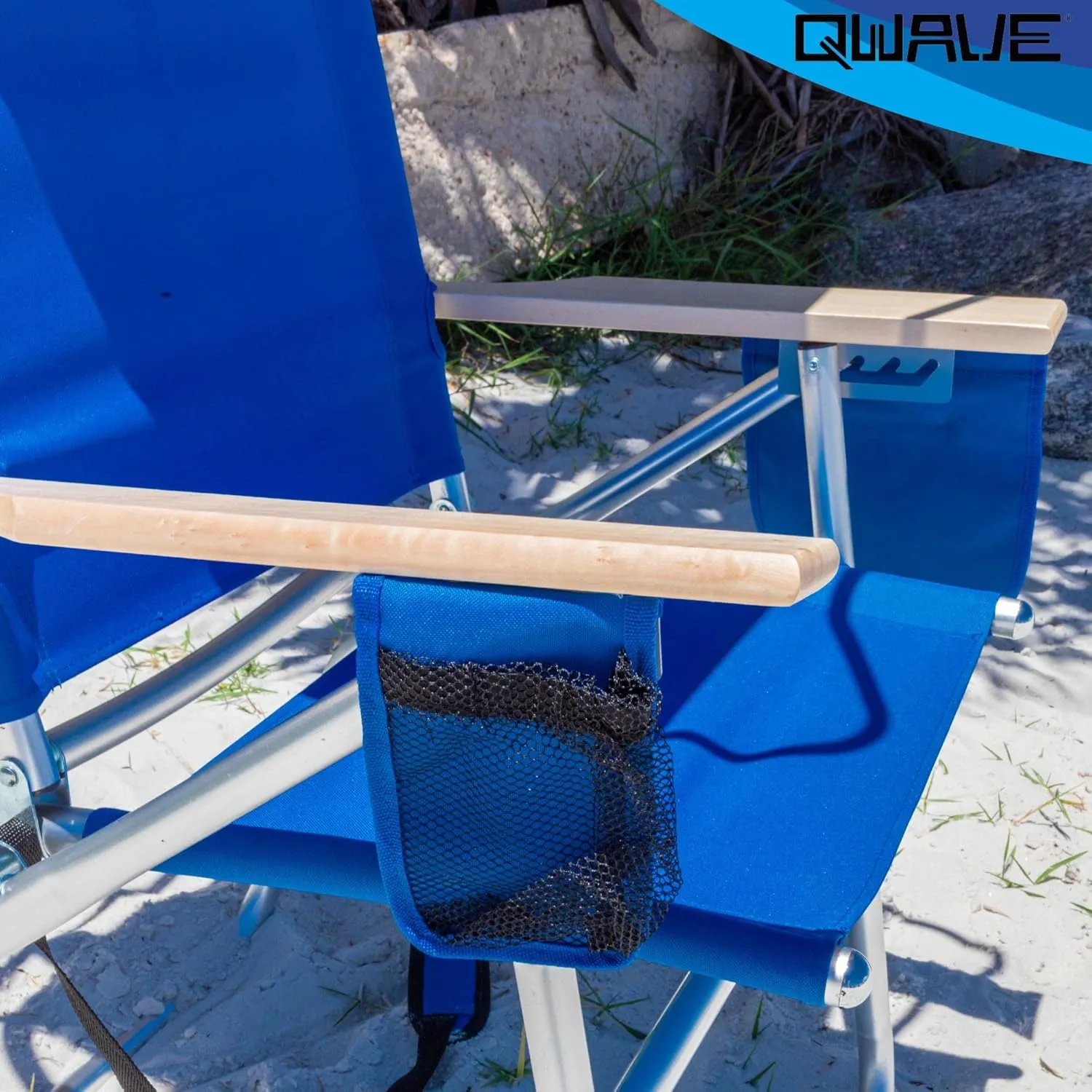 Qwave Beach Chair with Canopy Shade - 250lb Capacity, Lightweight Aluminum, 4 Reclining Positions, Outdoor Camping & Sports Chair, Portable Folding Lawn & Soccer Chair for Adults, Red
