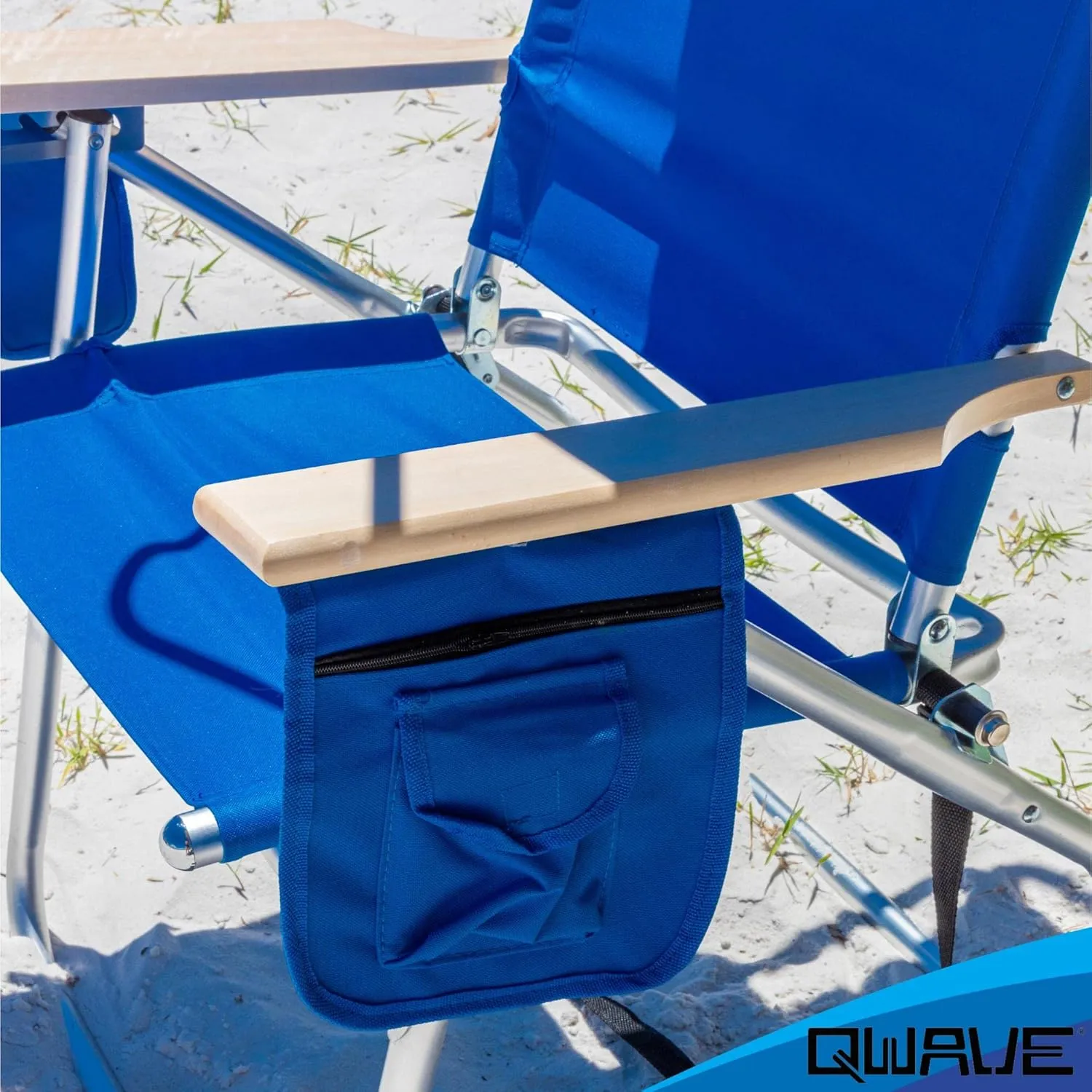 Qwave Beach Chair with Canopy Shade - 250lb Capacity, Lightweight Aluminum, 4 Reclining Positions, Outdoor Camping & Sports Chair, Portable Folding Lawn & Soccer Chair for Adults, Red