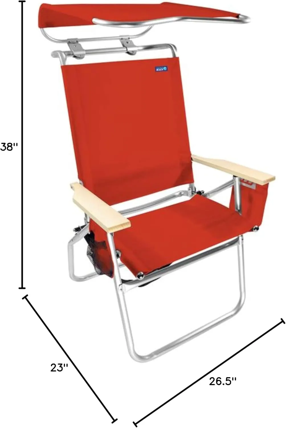 Qwave Beach Chair with Canopy Shade - 250lb Capacity, Lightweight Aluminum, 4 Reclining Positions, Outdoor Camping & Sports Chair, Portable Folding Lawn & Soccer Chair for Adults, Red