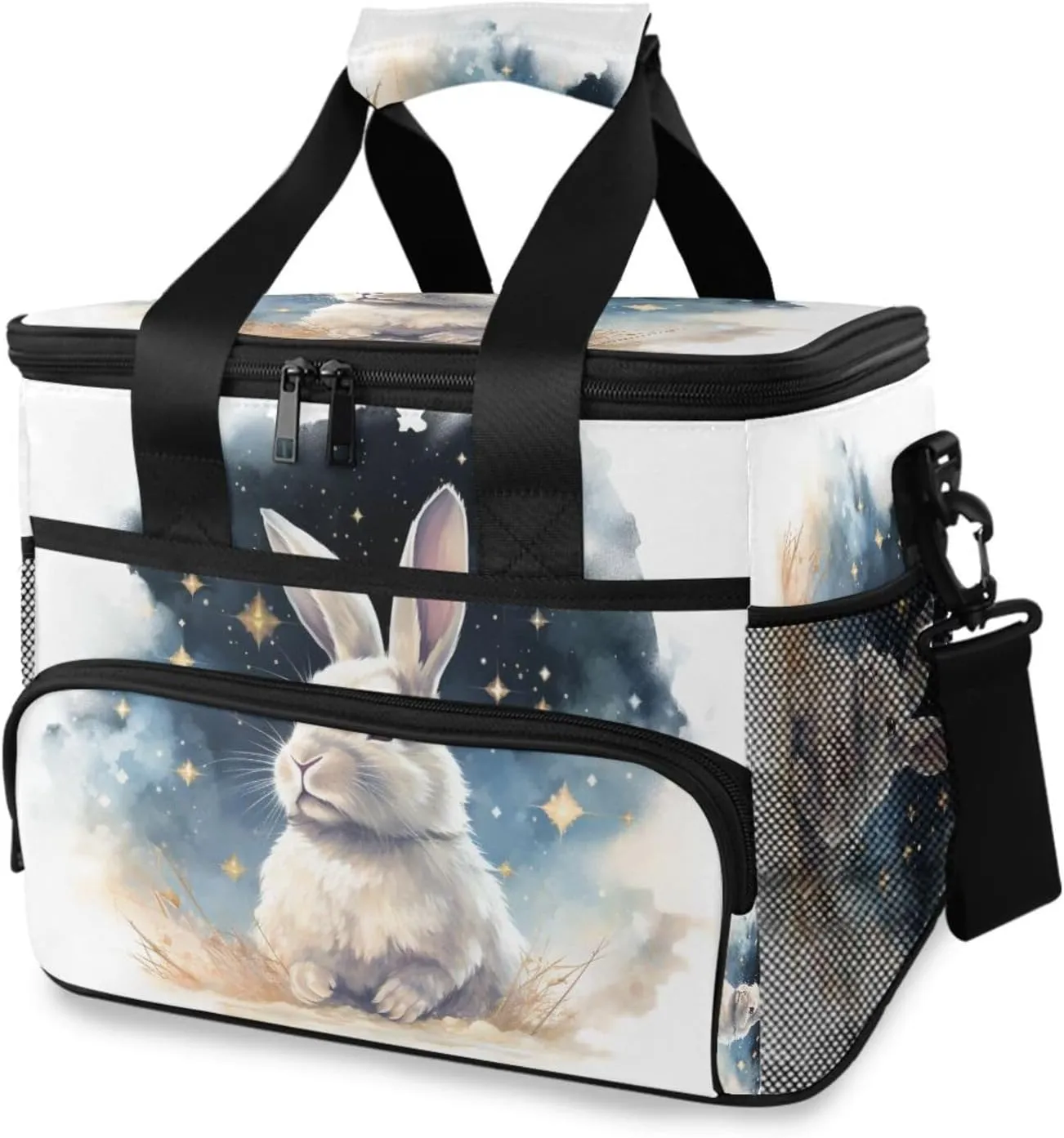 Rabbit Bunny Star Cooler Bag Insulated Cooler Soft Sided Cooler 24 Can Portable Picnic Bag Large Leakproof Lunch Bag Box for Beach Grocery Camping Travel Car Men Women
