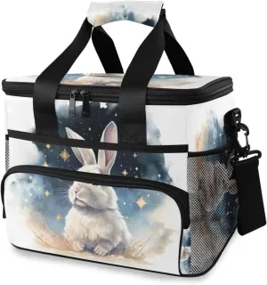 Rabbit Bunny Star Cooler Bag Insulated Cooler Soft Sided Cooler 24 Can Portable Picnic Bag Large Leakproof Lunch Bag Box for Beach Grocery Camping Travel Car Men Women