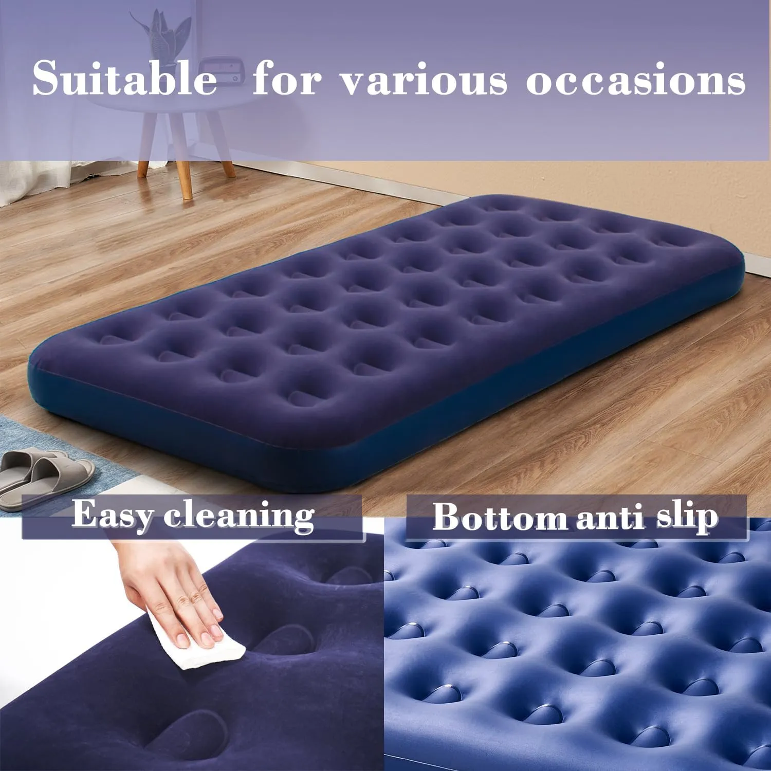 RAPTAVIS Twin Size Air Mattress Inflatable Bed, Blow Up Mattress Camping Sleeping Pad