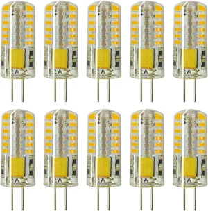 RAYHOO 10pcs G4 LED Bulbs JC Bi-Pin Base Light Bulbs 3W AC/DC 12V 20W-30W T3 Halogen Bulb Replacement Landscape Bulbs(Warm White 3000K)