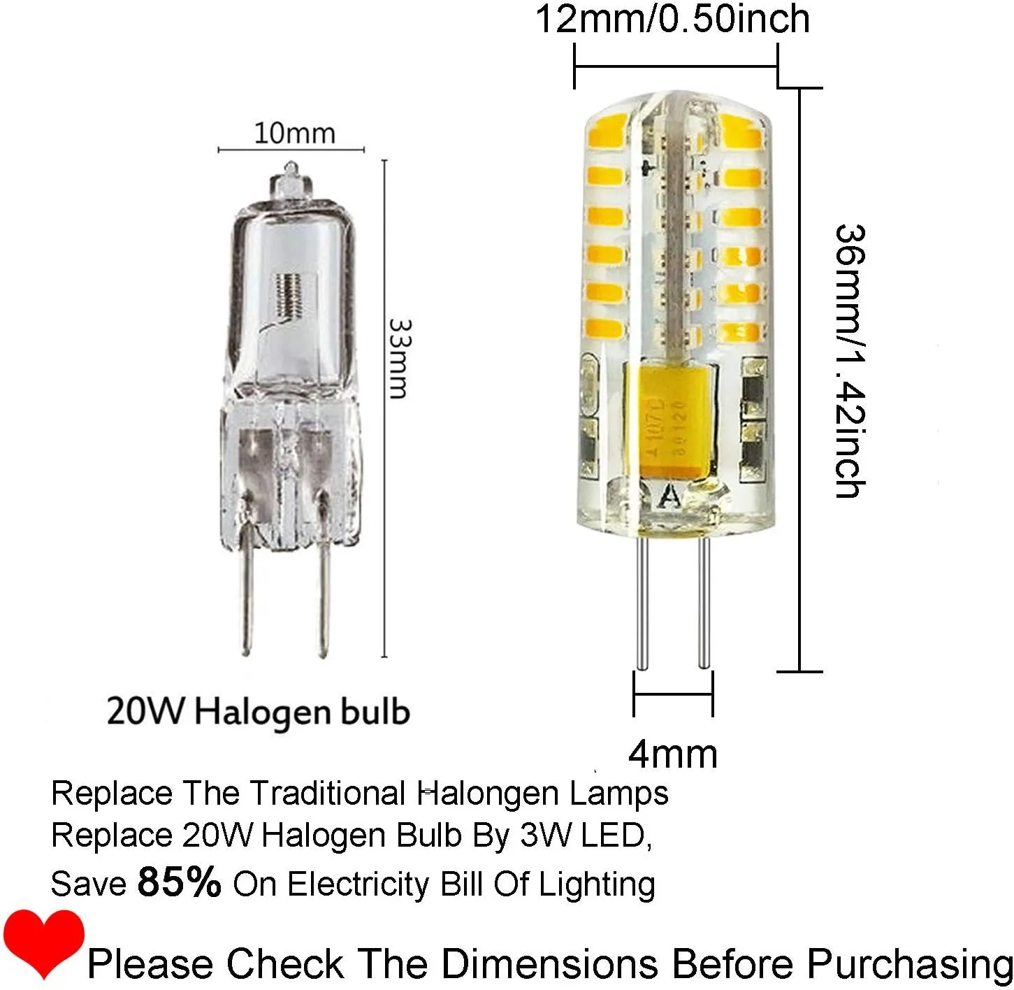 RAYHOO 10pcs G4 LED Bulbs JC Bi-Pin Base Light Bulbs 3W AC/DC 12V 20W-30W T3 Halogen Bulb Replacement Landscape Bulbs(Warm White 3000K)