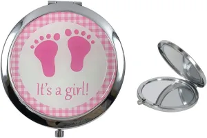 RBN Compact Mirror Favor Pink Feet Design Makeup Mirrors Gift for Guest - 12 PCS