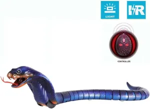 RC Snake Toy, Upgraded 17" Long Rechargeable Remote Control RC Snake Realistic Cobra Toy for Kids Birthday Party Gift Play (Blue)