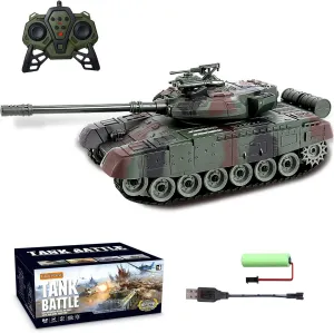 RC Tank 1:28 Scale 9 Channel Remote Control Toy with Realistic Sounds and Lights,Radio Control Military Battle Tanks Gifts for Kids and Adults