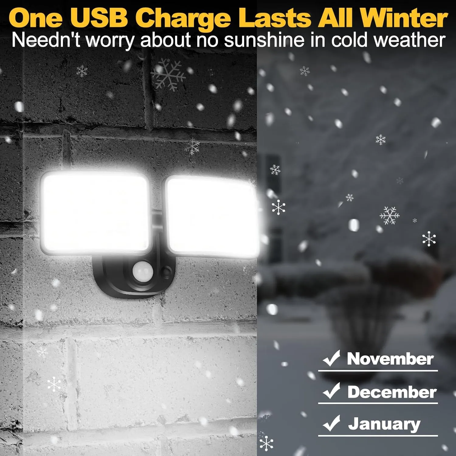 Rechargeable Battery Operated Motion Light 2500LM & 4000LM Motion Sensor Security Light(1-3 Months Endurance) USB Charging LED Flood Light Outdoor for Garage Yard Entryways Patio Garden