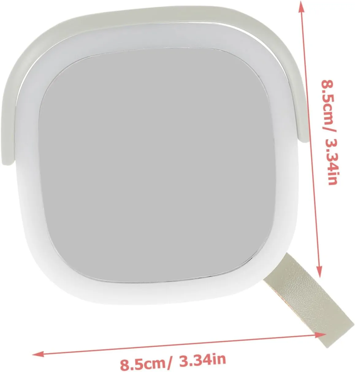 Rechargeable Compact Makeup Mirror with Led Lights for Travel Handheld Design High-Definition Lightweight and Portable for Easy Use