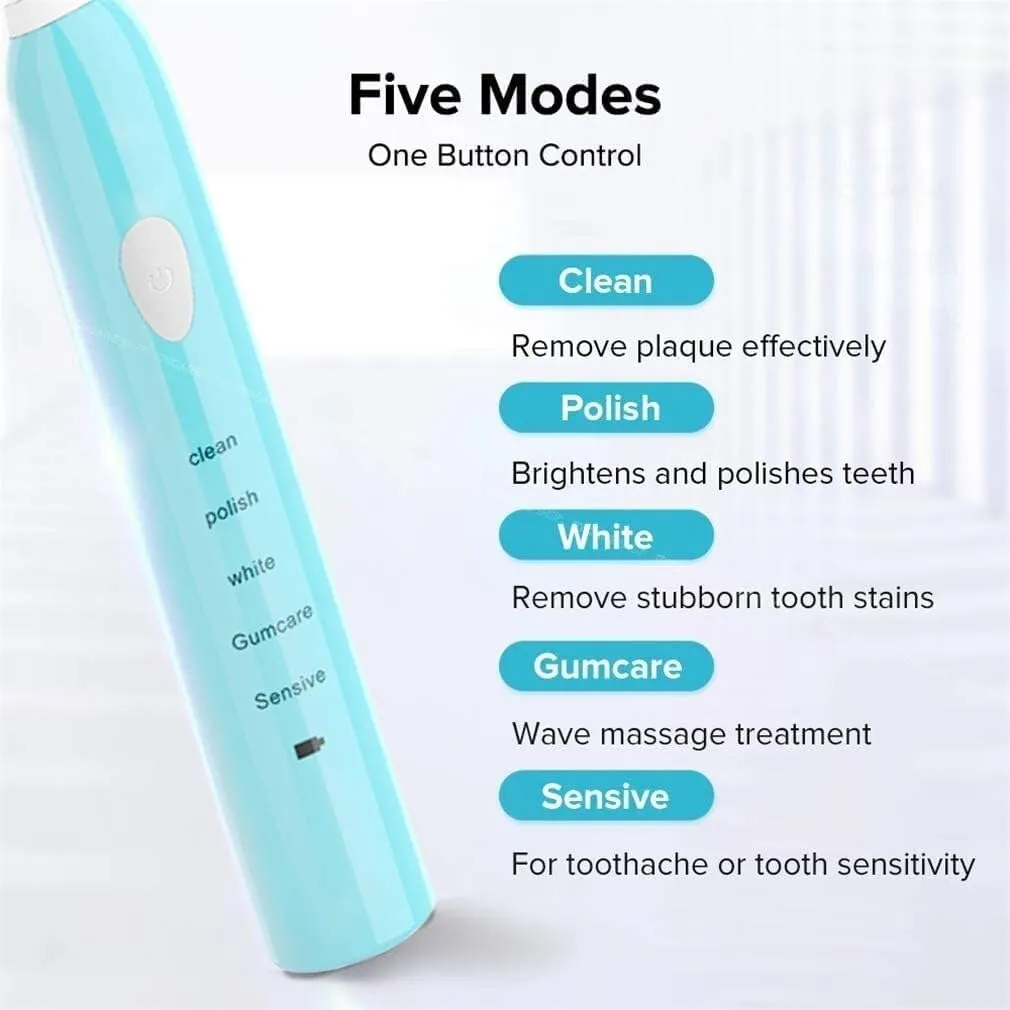 Rechargeable Electric Powered Toothbrush, Electric Toothbrush, Ultrasonic Electric Toothbrush USB Rechargeable Toothbrush Adult Electronic Washable Whitening Tooth Brush(Pink)