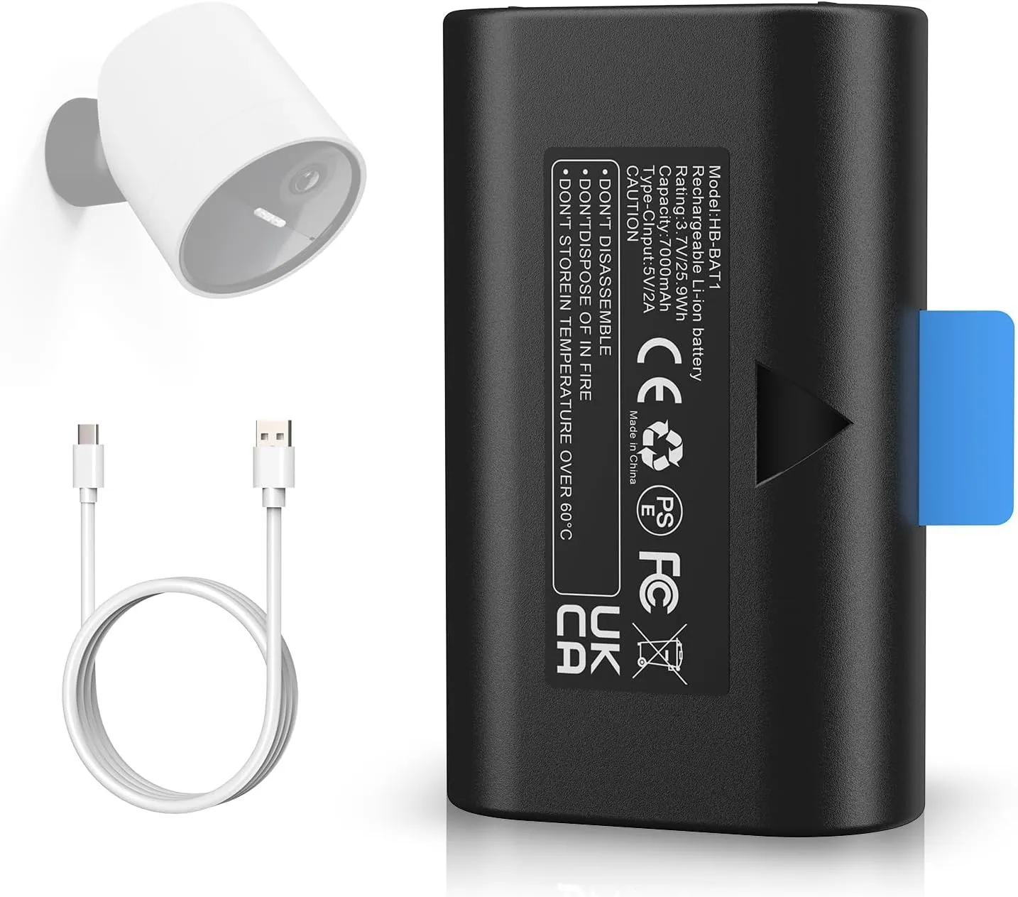 Rechargeable Extra Battery Pack Compatible with SimpliSafe Outdoor Wireless Camera SSCAM-BAT11 SCM301 CMOB1 CM0B1, 7000mAh Long-Lasting Replacement Battery for Cameras and Video Doorbell