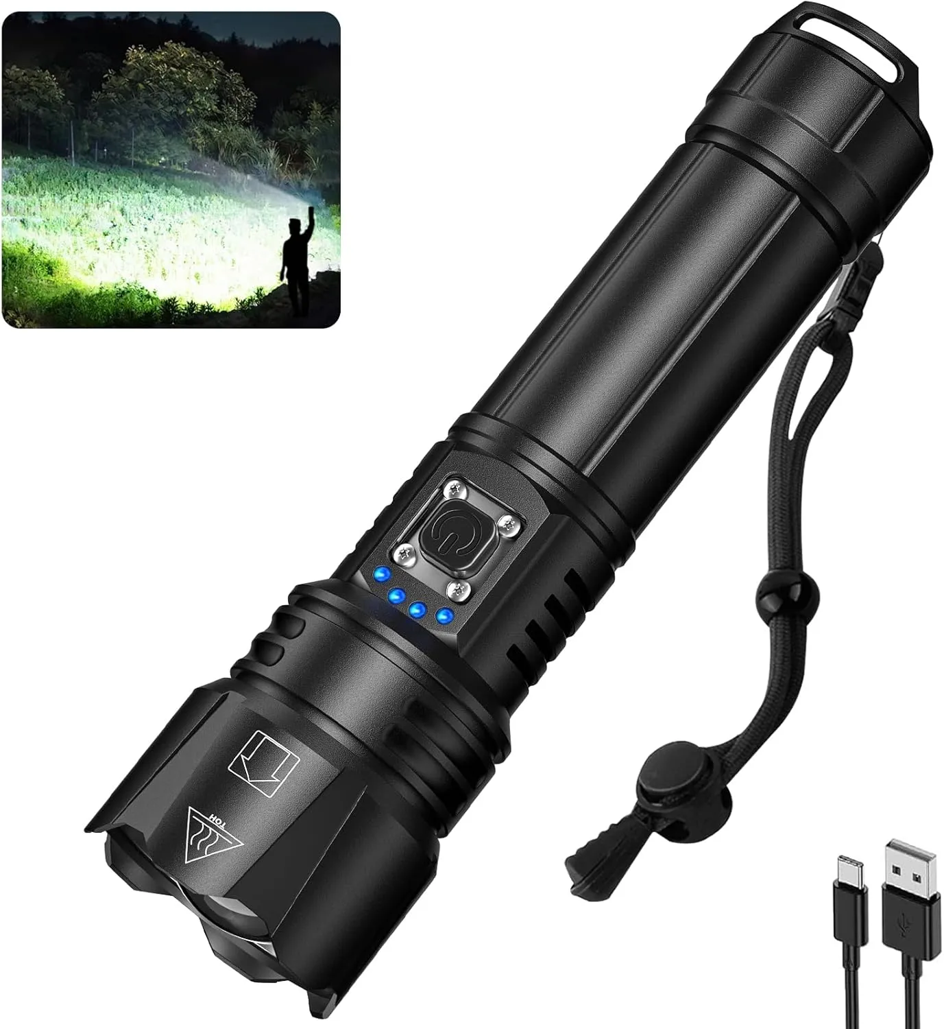 Rechargeable Flashlights High Lumens, 990,000 Lumens Brightest Flashlight, 5 Modes Super Bright Led Flashlight, 12H Running time, Handheld Flashlights for Home/Camping, Flash Light IPX6 Waterproof