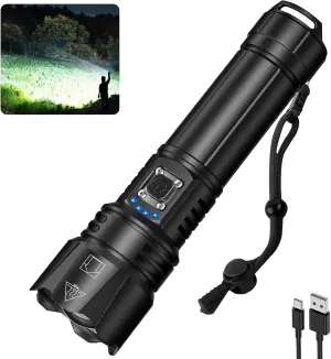 Rechargeable Flashlights High Lumens, 990,000 Lumens Brightest Flashlight, 5 Modes Super Bright Led Flashlight, 12H Running time, Handheld Flashlights for Home/Camping, Flash Light IPX6 Waterproof