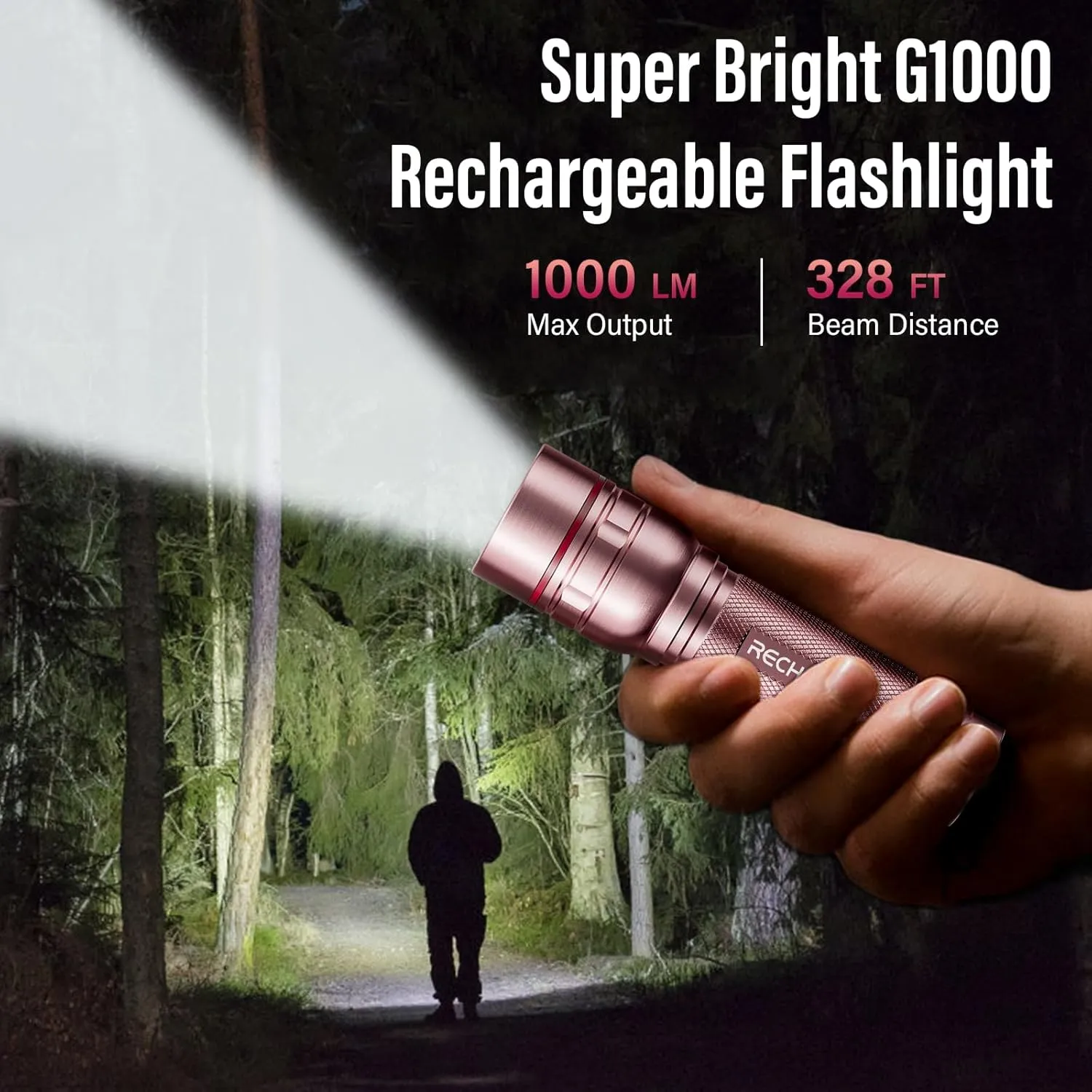 Rechargeable Flashlights High Lumens, G1000 Super Bright Flash Light 2 Pack, Small Zoomable LED Flashlight with 3 Lighting Modes, Portable Flashlights for Camping Essentials, Gift for Women (Pink)