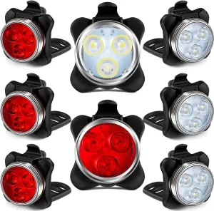 Rechargeable LED Bike Light Sets, Super Bright Front Headlights and Rear LED Bicycle Lights, 650mah Lithium Batteries