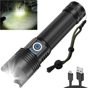 Rechargeable LED Flashlights 100,000 High Lumens Super Bright Flash Light with 5 Modes, Powerful Handheld Flashlight for Camping Emergencies