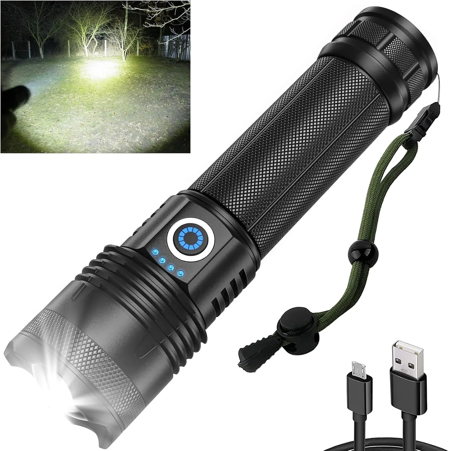 Rechargeable LED Flashlights 100,000 High Lumens Super Bright Flash Light with 5 Modes, Powerful Handheld Flashlight for Camping Emergencies