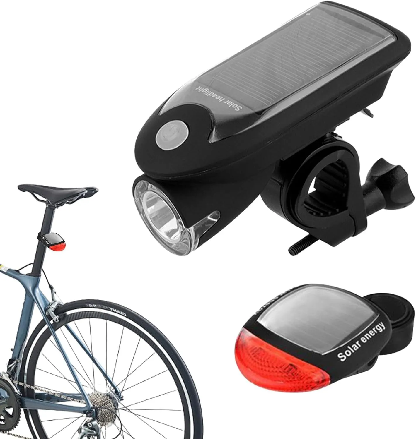 Rechargeable Light, 10x4.8x4.5cm Waterproof Solar Cycling Lights, Mountain Headlight, USB Charging LED Lights Mountain Solar Lights for Outdoor Cycling, Refer to description, Black
