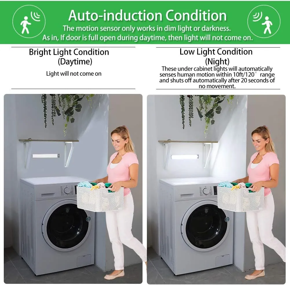Rechargeable Motion Sensor Led Lights Ultra Thin Softer Under Counter 54-LED Closet Lighting Battery Operated Light Kitchen Under Cabinet Lighting Stick On Lights Night Light Wireless Light (2PACK)