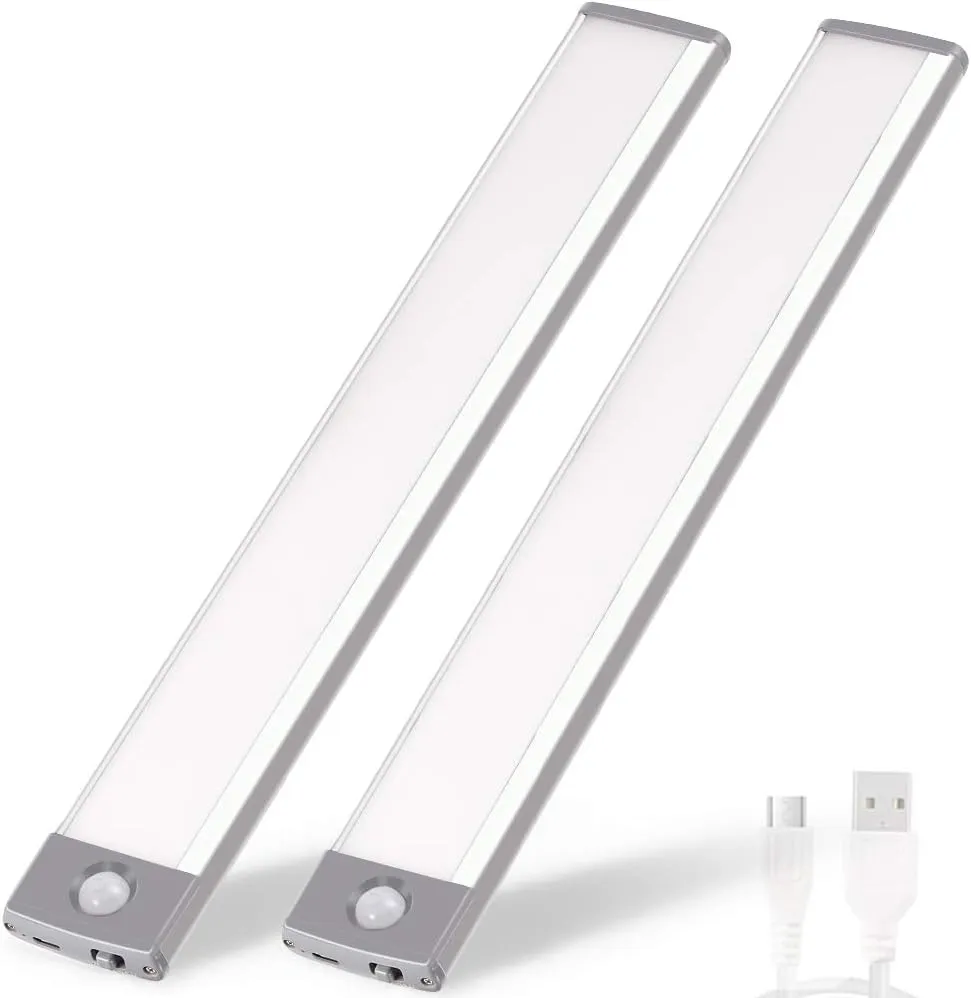 Rechargeable Motion Sensor Led Lights Ultra Thin Softer Under Counter 54-LED Closet Lighting Battery Operated Light Kitchen Under Cabinet Lighting Stick On Lights Night Light Wireless Light (2PACK)