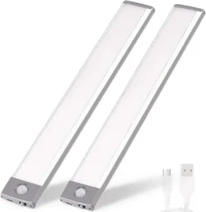 Rechargeable Motion Sensor Led Lights Ultra Thin Softer Under Counter 54-LED Closet Lighting Battery Operated Light Kitchen Under Cabinet Lighting Stick On Lights Night Light Wireless Light (2PACK)