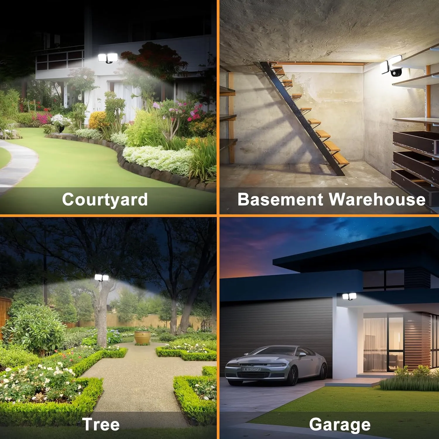Rechargeable Motion Sensor Light, 2500LM&4000LM Dual Modes Rechargeable Outdoor Lights, USB Charging Outdoor Battery Powered Light, LED Flood Lights Motion Light for Garage, Yard, Garden (2 Packs)