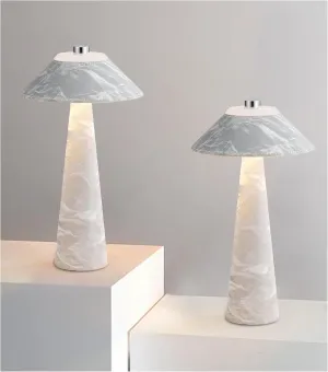 Rechargeable Mushroom Table Lamp Set of 2, H11in Battery Operated Bedside Lamp, 3 Light Color Temperature Nightstand Light for Bedroom Home Camping Outdoor (Grey)
