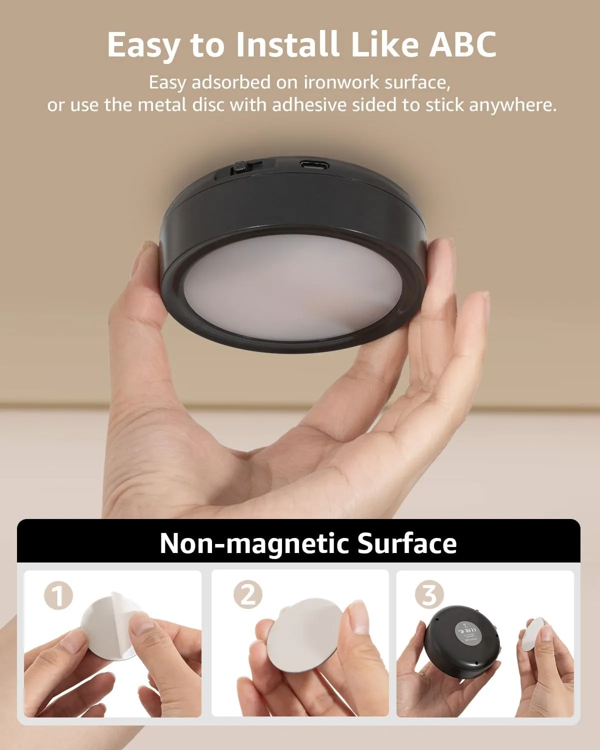 Rechargeable Puck Lights with Remote Control, 2400mAh Battery Operated Under Cabinet Press Button Lighting Wireless LED Push Lights Stick on Magnetic Tap Lamp for Closet Kitchen Counter Display Shelf