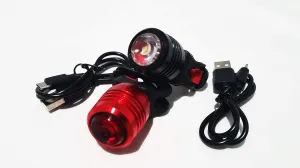 Rechargeable USB Bike Lights Front Headlight Rear Tail Light Bright LED Bike Lights for Mountain and Road Bikes, Helmet, Stroller, Backpack for Safety