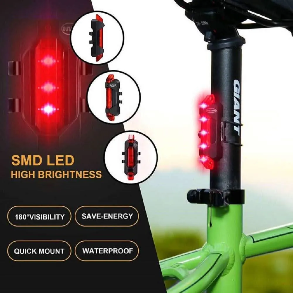 Rechargeable Waterproof Red LED Front Bicycle Light