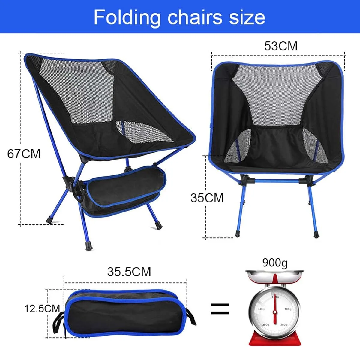 Recliner Chair,Compact Outdoor Chair, Travel Folding Chair Ultralight Outdoor Portable Beach Hiking Picnic Seat Fishing Tools Chair,Lake Blue