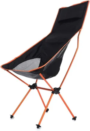 Recliner, Moon Chair Outdoor Folding Chair Fishing Chair Lengthen Increased with Pillow Lounge Chair 70x55x105cm(Orange)