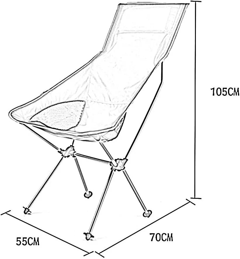 Recliner, Moon Chair Outdoor Folding Chair Fishing Chair Lengthen Increased with Pillow Lounge Chair 70x55x105cm(Orange)