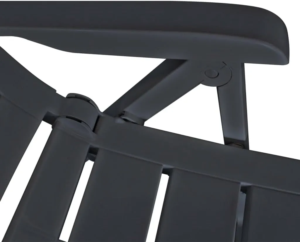 Reclining Patio Chairs 2 Pcs Foldable Outdoor Furniture Anthracite Plastic Lounge Chairs with 4 Adjustable Positions for Garden, Poolside, Camping