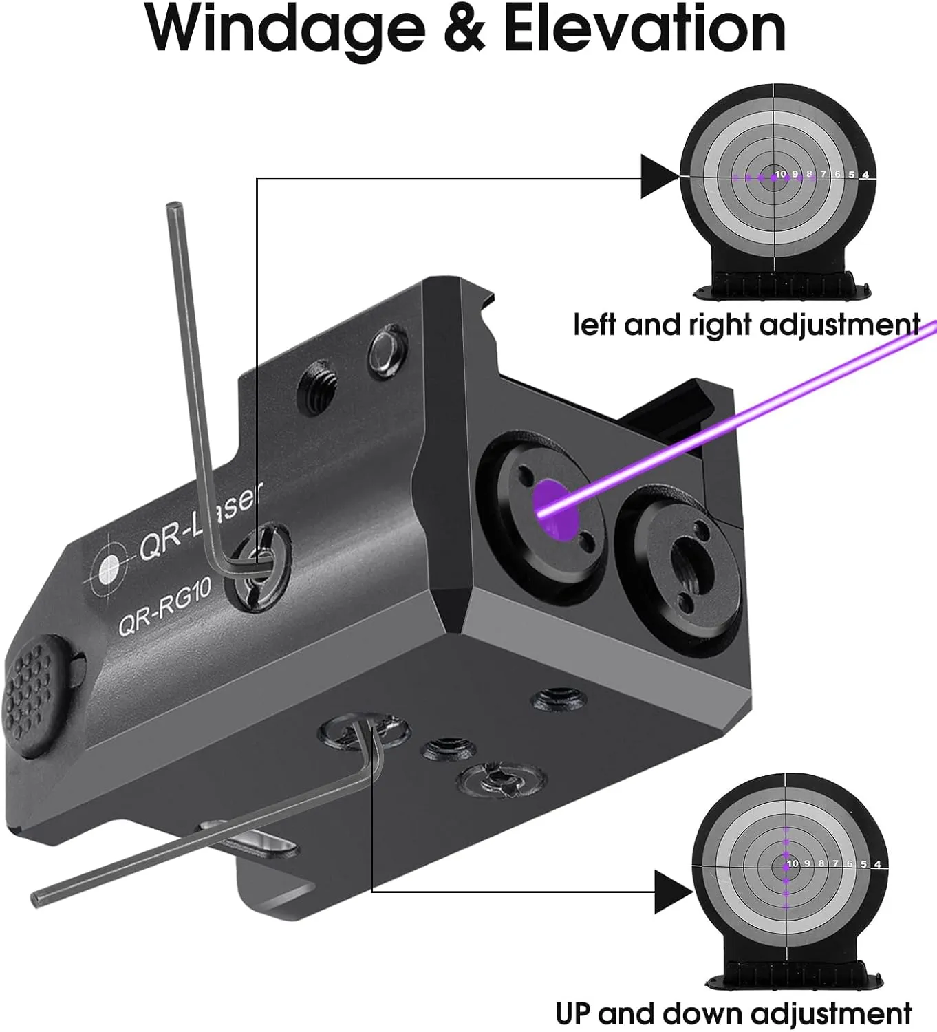 Red Green Purple Blue Laser Light Combo, 800 Lumens Tactical Flashlight Laser Sight, Built-in USB Rechargeable Battery, Adjustable Compact Tactical LED Light Laser Beams for Handguns with a Rail