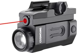Red Laser Sight Gun Light Combo, 800 Lumens USB Rechargeable Tactical Flashlight with Strobe Function for Pistol Handgun Rifles with Picatinny Rail Mount
